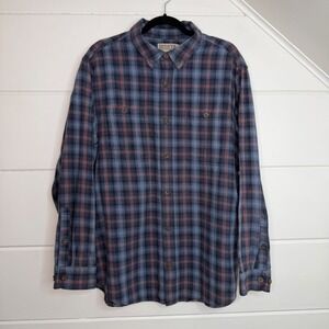Duluth Trading Co XL Slim Fit Free Swingin Flannel Slim Fit Shirt Blue Plaid